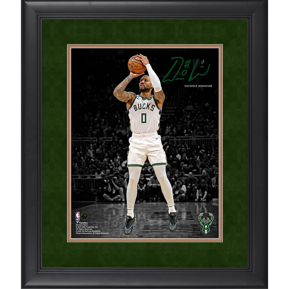 Damian Lillard Milwaukee Bucks Facsimile Signature 11" x 14" Spotlight Photograph