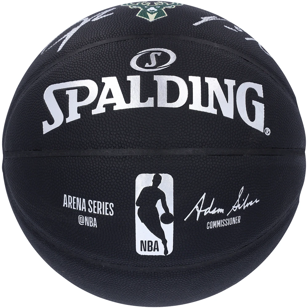 Giannis Antetokounmpo & Damian Lillard Milwaukee Bucks Autographed Black Spalding Team Logo Basketball - BAS