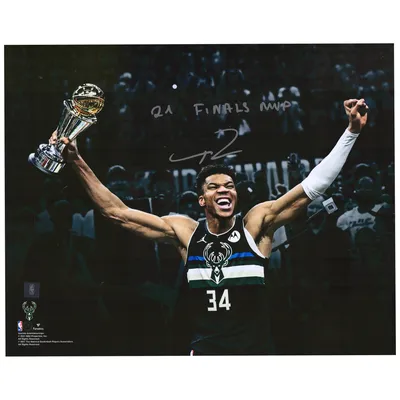Lids Giannis Antetokounmpo Milwaukee Bucks Fanatics Authentic Autographed  Framed 16 x 20 2021 NBA Finals Trophy Spotlight Photograph with 21  Finals MVP Inscription and Suede Matting
