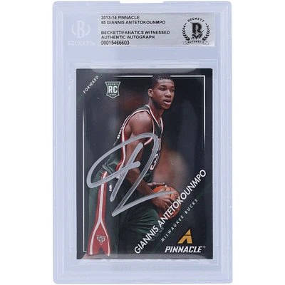 Carte de recrue authentifiée autographiée par Giannis Antetokounmpo Milwaukee Bucks 2013-14 Panini Pinnacle #5 Beckett Fanatics Witnessed