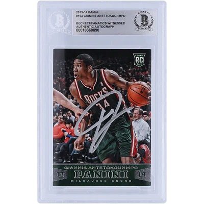 Giannis Antetokounmpo Milwaukee Bucks Autographié 2013-14 Panini Silver Ink #194 Beckett Fanatics Witnessed Carte Rookie Authentifiée