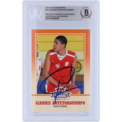Giannis Antetokounmpo Milwaukee Bucks Autographed 2013-14 Upper Deck Fleer Retro #47 Beckett Fanatics Witnessed Authenticated Rookie Card 