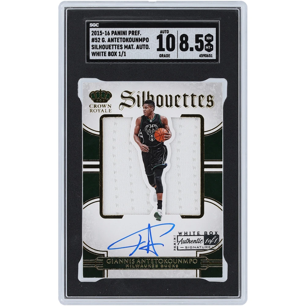 Giannis Antetokounmpo Milwaukee Bucks Autographed 2015-16 Panini Preferred Silhouettes White Box Relic #52 #1/1 SGC Authenticated 8.5/10 Card