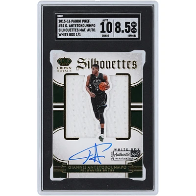 Giannis Antetokounmpo Milwaukee Bucks Autographed 2015-16 Panini Preferred Silhouettes White Box Relic #52 #1/1 SGC Authenticated 8.5/10 Card