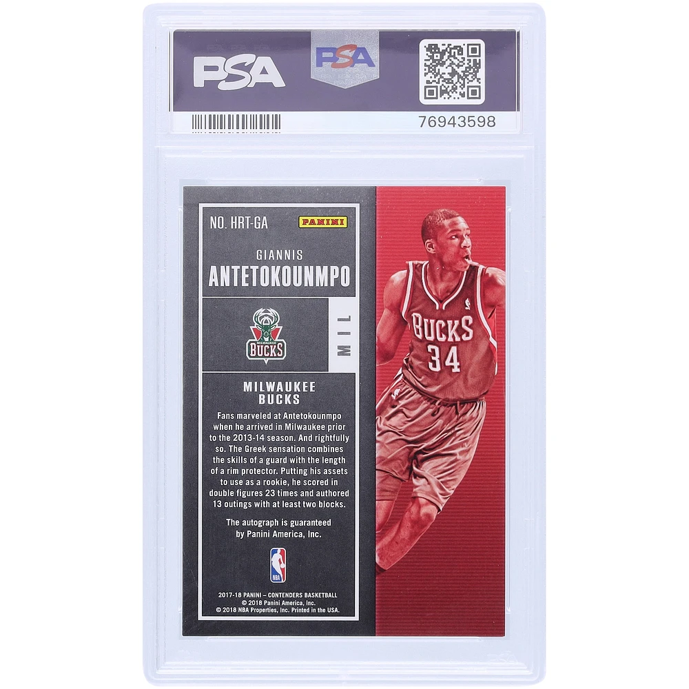 Giannis Antetokounmpo Milwaukee Bucks Autographed 2017-18 Panini Contenders Historic Rookie Ticket #HRT-GA #/99 PSA Authenticated 9 Card
