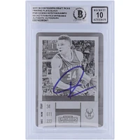 Giannis Antetokounmpo Milwaukee Bucks Autographié 2017-18 Panini Contenders Optic Draft Picks Plaque d'impression noire #18 #1/1 Beckett Fanatics Witnessed Authenticated 10 Card