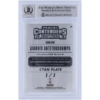 Giannis Antetokounmpo Milwaukee Bucks Autographed 2018-19 Panini Contenders Optic Draft Picks Variations Cyan Printing Plate #18 #1/1 Beckett Fanatics Witnessed Authenticated 10 Card 