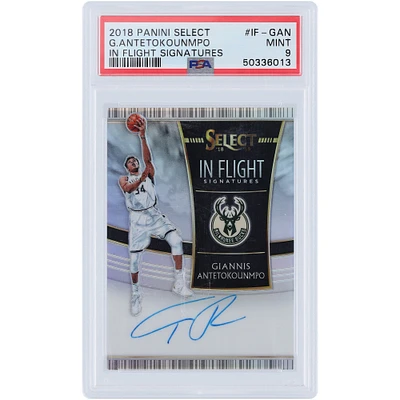 Carte Panini Select In Flight #IF-GAN #26/49 PSA authentifiée 2018-19 autographiée par Giannis Antetokounmpo Milwaukee Bucks