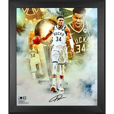 Giannis Antetokounmpo Milwaukee Bucks Autographed Framed 20'' x 24'' 2021 NBA Finals Champion In-Focus Photograph