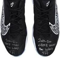 Giannis Antetokounmpo Milwaukee Bucks Autographed Game-Used Black Nike Shoes vs. Miami Heat on August 31 2020 with Multiple Inscriptions