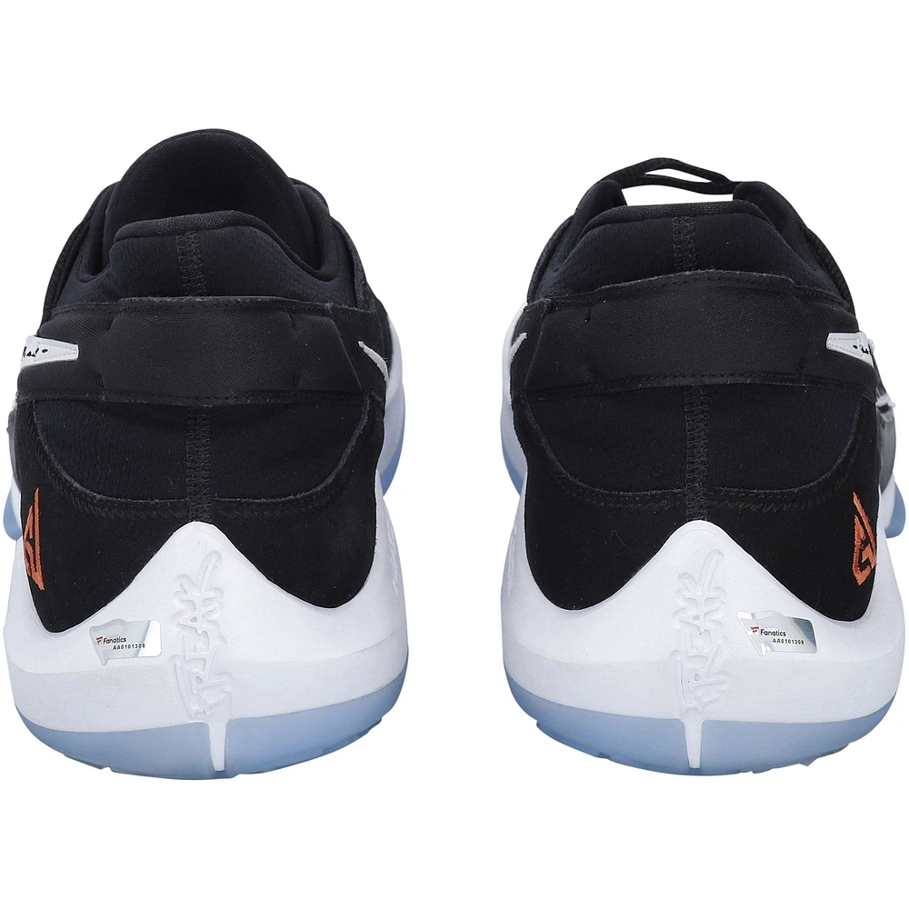 Giannis Antetokounmpo Milwaukee Bucks Autographed Game-Used Black Nike Shoes vs. Miami Heat on August 31 2020 with Multiple Inscriptions