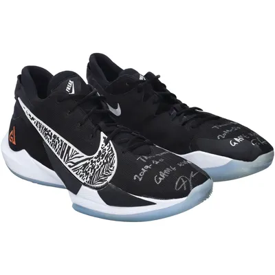 Giannis Antetokounmpo Milwaukee Bucks Fanatics Authentic Autographed Game-Used Black Nike Shoes vs. New Orleans Pelicans on July 27, 2020 with Multiple Inscriptions