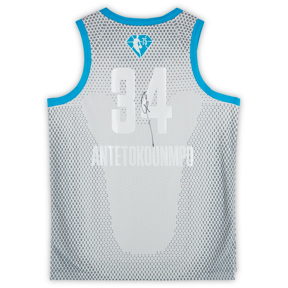 Maillot Jordan Brand All-Star Swingman 2021-22 dédicacé par Giannis Antetokounmpo des Milwaukee Bucks
