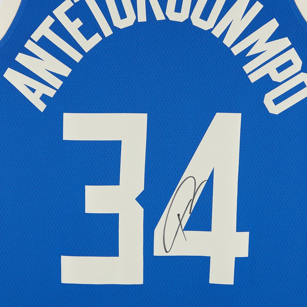 Giannis Antetokounmpo Milwaukee Bucks Autographed Nike 2024-25 Blue City Edition Swingman Jersey 