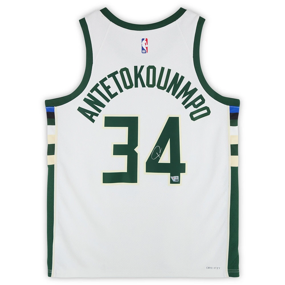 Giannis Antetokounmpo Milwaukee Bucks Autographed Nike White Association Swingman Jersey