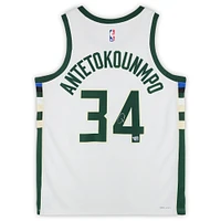 Giannis Antetokounmpo Milwaukee Bucks Autographed Nike White Association Swingman Jersey