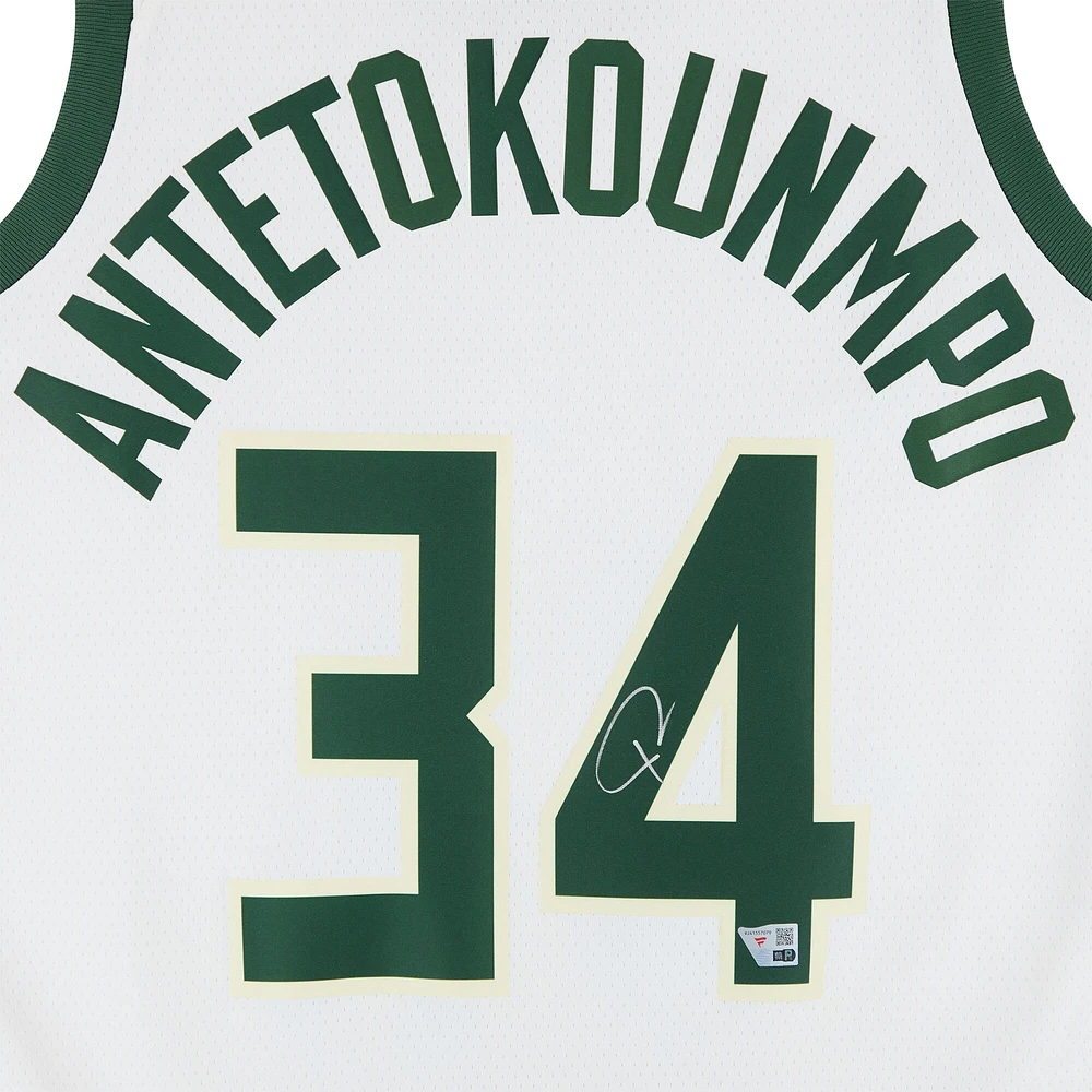 Giannis Antetokounmpo Milwaukee Bucks Autographed Nike White Association Swingman Jersey