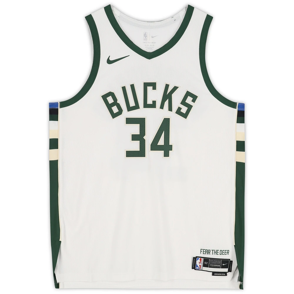 Giannis Antetokounmpo Milwaukee Bucks Autographed White Nike Association Edition Authentic Jersey