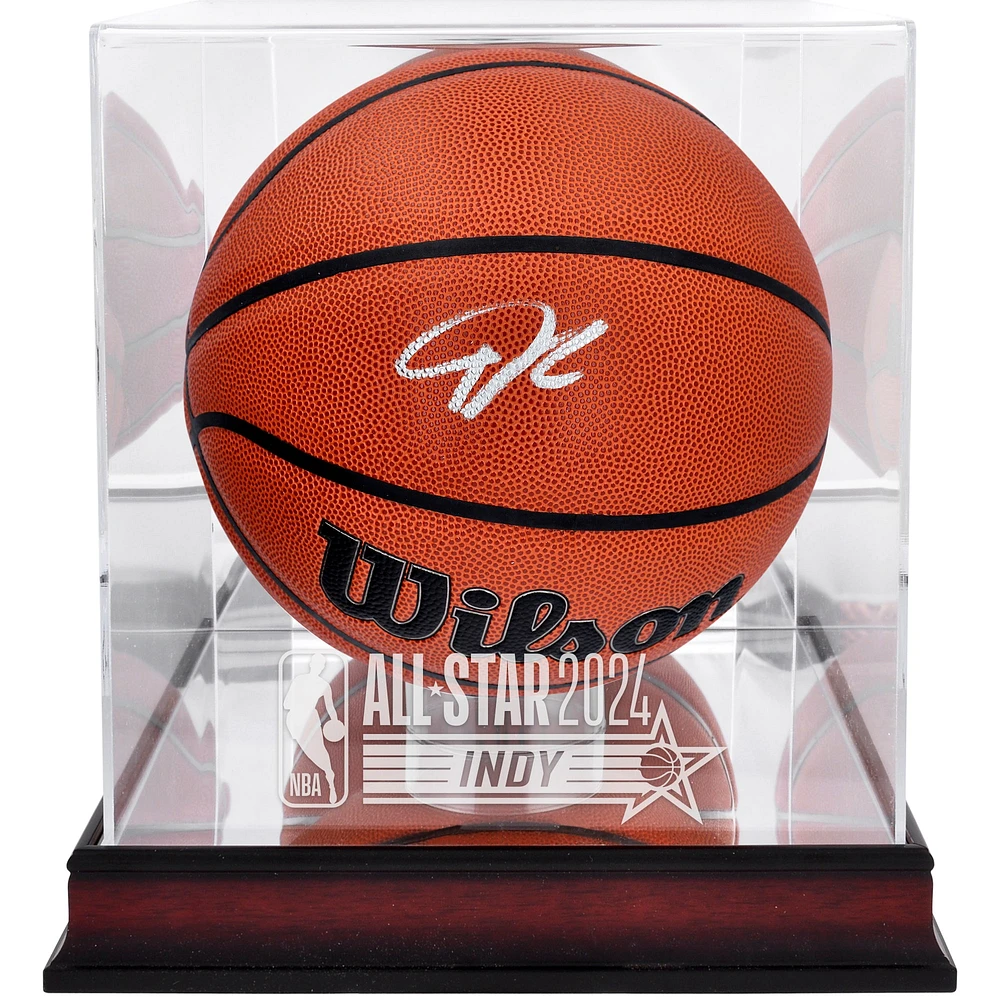 Giannis Antetokounmpo Milwaukee Bucks Autographed Wilson Indoor/Outdoor Basketball with Mahogany 2024 NBA All-Star Game Logo Display Case