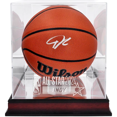 Giannis Antetokounmpo Milwaukee Bucks Autographed Wilson Indoor/Outdoor Basketball with Mahogany 2024 NBA All-Star Game Logo Display Case