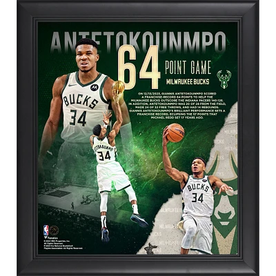 Giannis Antetokounmpo Milwaukee Bucks Framed 15" x 17" Franchise Record 64 Points Collage