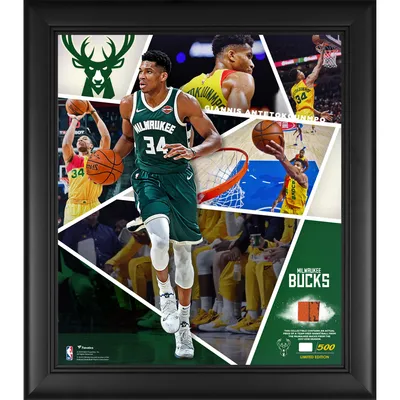 Giannis Antetokounmpo Milwaukee Bucks Fanatics Authentic Framed 15" x 17" Impact Player Collage with a Piece of Team-Used Basketball - Limited Edition of 500