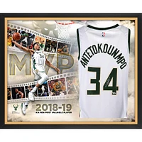 Giannis Antetokounmpo Milwaukee Bucks Framed Autographed Nike White Swingman Jersey 2019 NBA MVP Collage