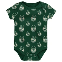 Lot de deux bodys doubles Milwaukee Bucks vert chasseur/gris pour bébé