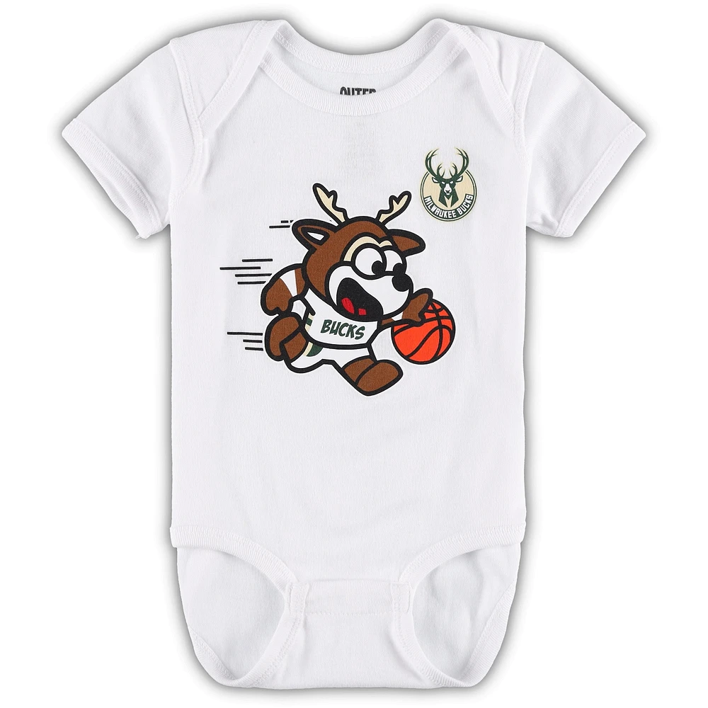 Body blanc de mascotte des Milwaukee Bucks pour bébé