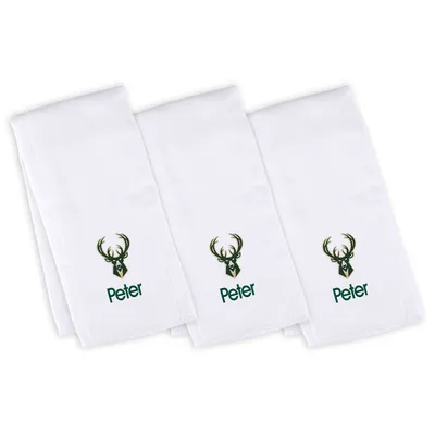 Milwaukee Bucks Infant Personalized Burp Cloth 3-Pack - White