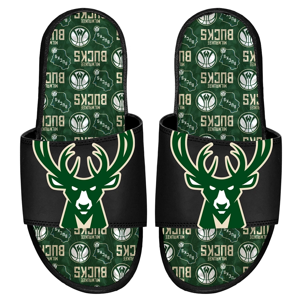 ISlide Milwaukee Bucks Sandales à glissière en gel motif d'équipe