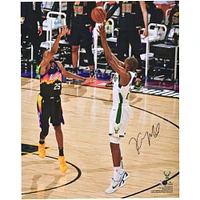 Khris Middleton Milwaukee Bucks Autographed 16" x 20" 2021 NBA Finals Champion Shooting Photograph