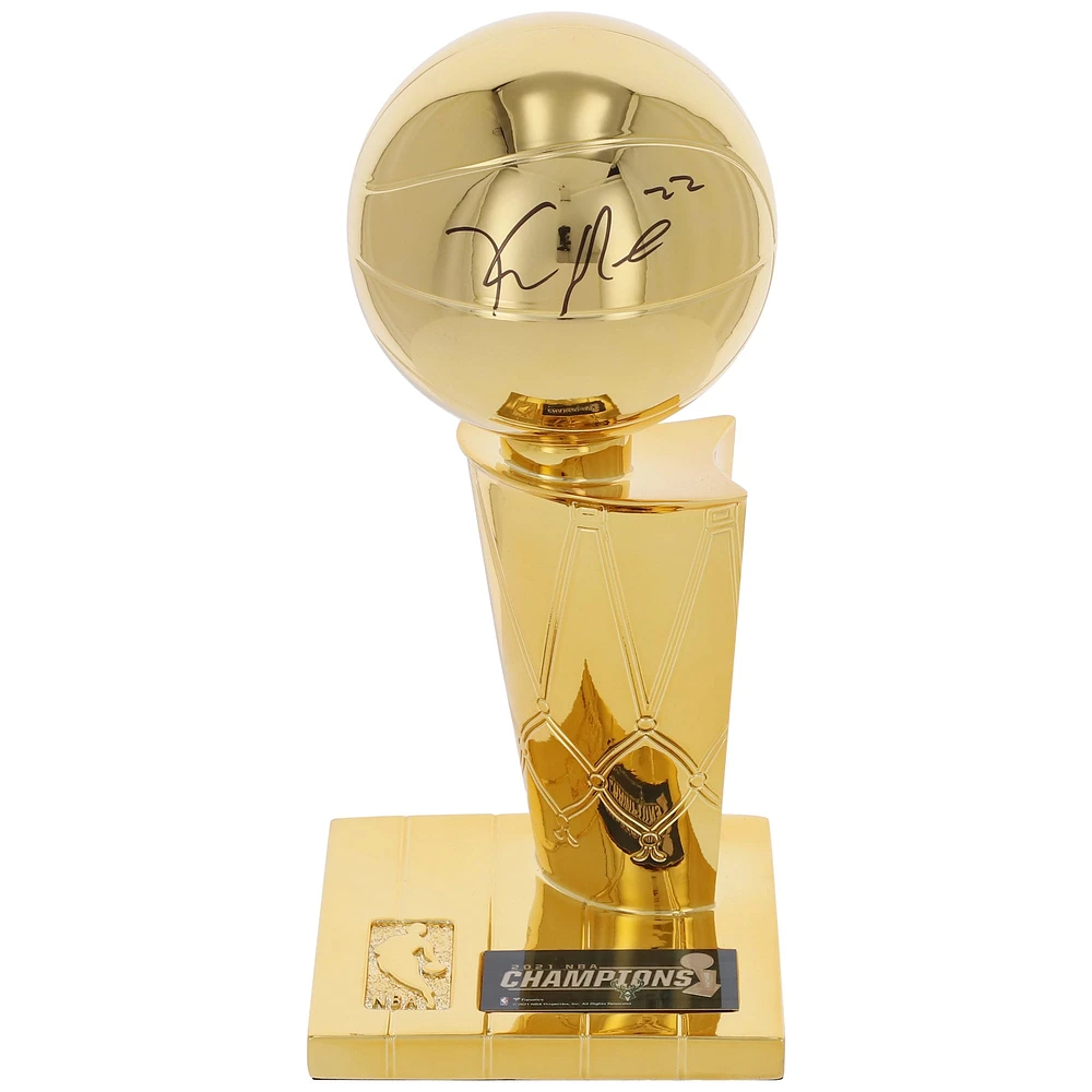Khris Middleton Milwaukee Bucks Autographed 2021 NBA Finals Champions 12" Replica Larry O'Brien Trophy with Sublimated Plate