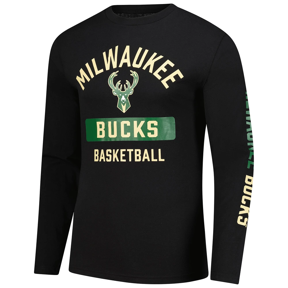Men's Fanatics  Black Milwaukee Bucks Long Sleeve T-Shirt