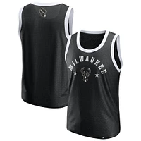 Débardeur en maille noire Fanatics Milwaukee Bucks pour homme