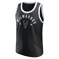 Débardeur en maille noire Fanatics Milwaukee Bucks pour homme