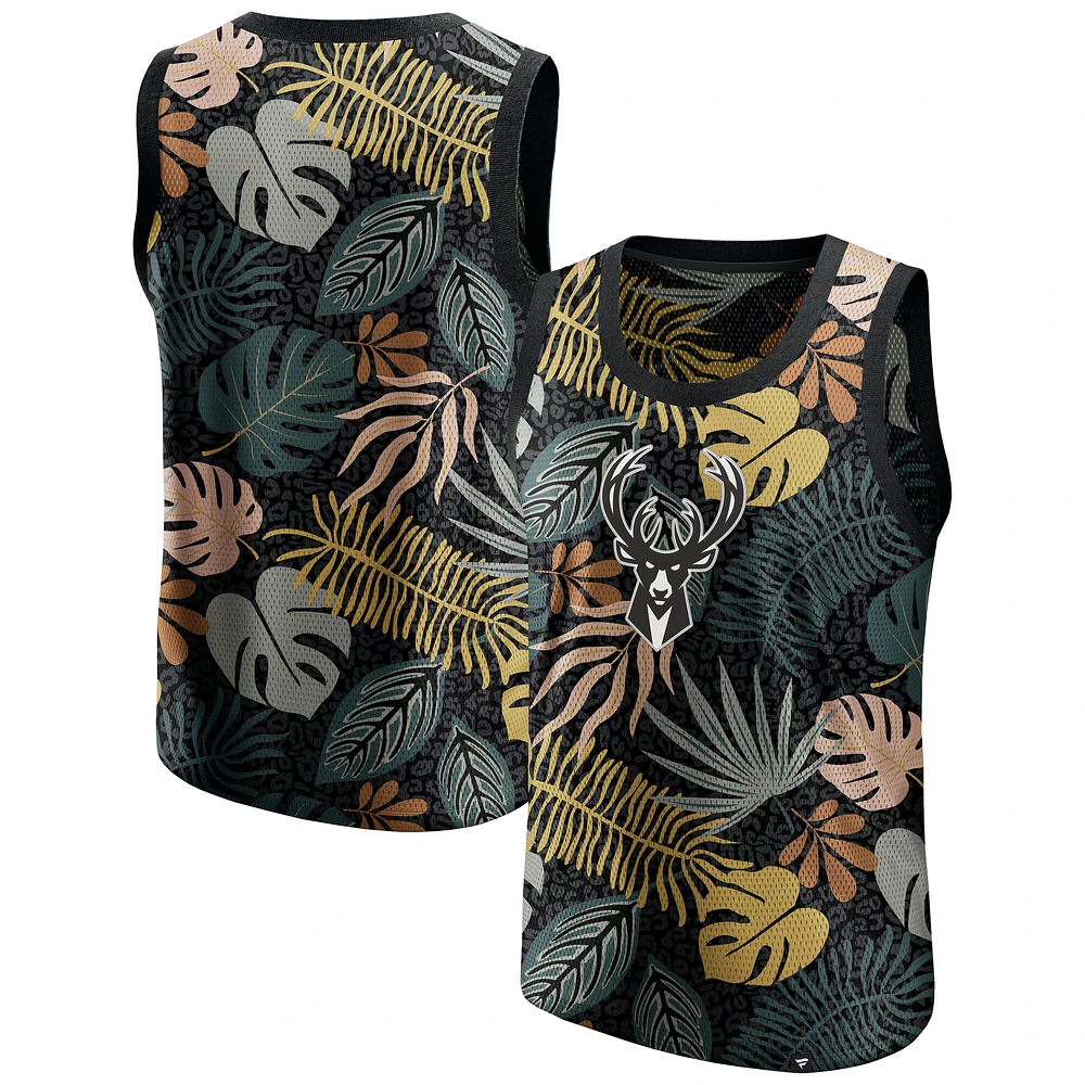 Débardeur tendance Rocker Step noir Milwaukee Bucks Fanatics pour homme