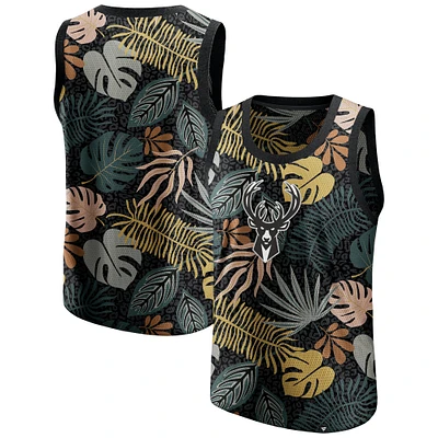 Débardeur tendance Rocker Step noir Milwaukee Bucks Fanatics pour homme