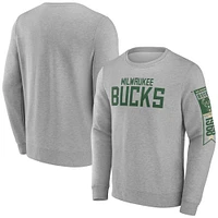 Sweat-shirt en polaire gris Fanatics Milwaukee Bucks pour homme