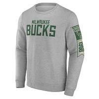 Sweat-shirt en polaire gris Fanatics Milwaukee Bucks pour homme