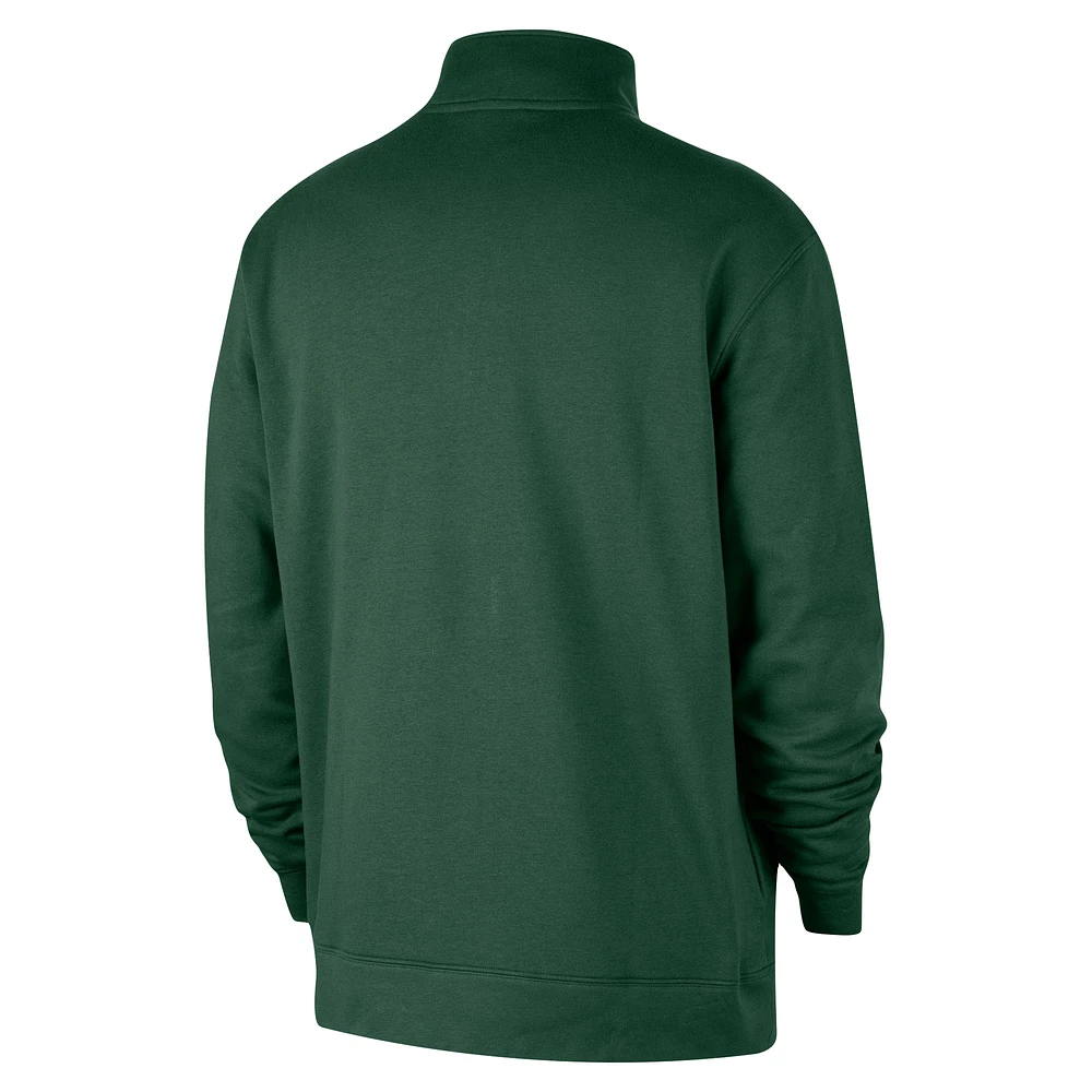 Veste demi-zip Nike Hunter Green Milwaukee Bucks Courtside Club pour homme