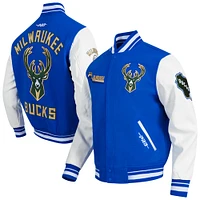 Men's Pro Standard  Blue Milwaukee Bucks 2024/25 City Edition Wool Varsity Full-Zip Jacket