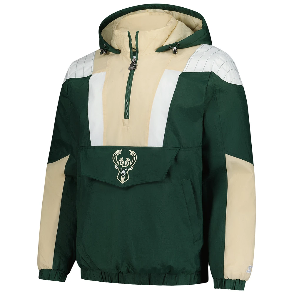 Men's Starter  Green Milwaukee Bucks Charger Half-Zip Pullover Jacket