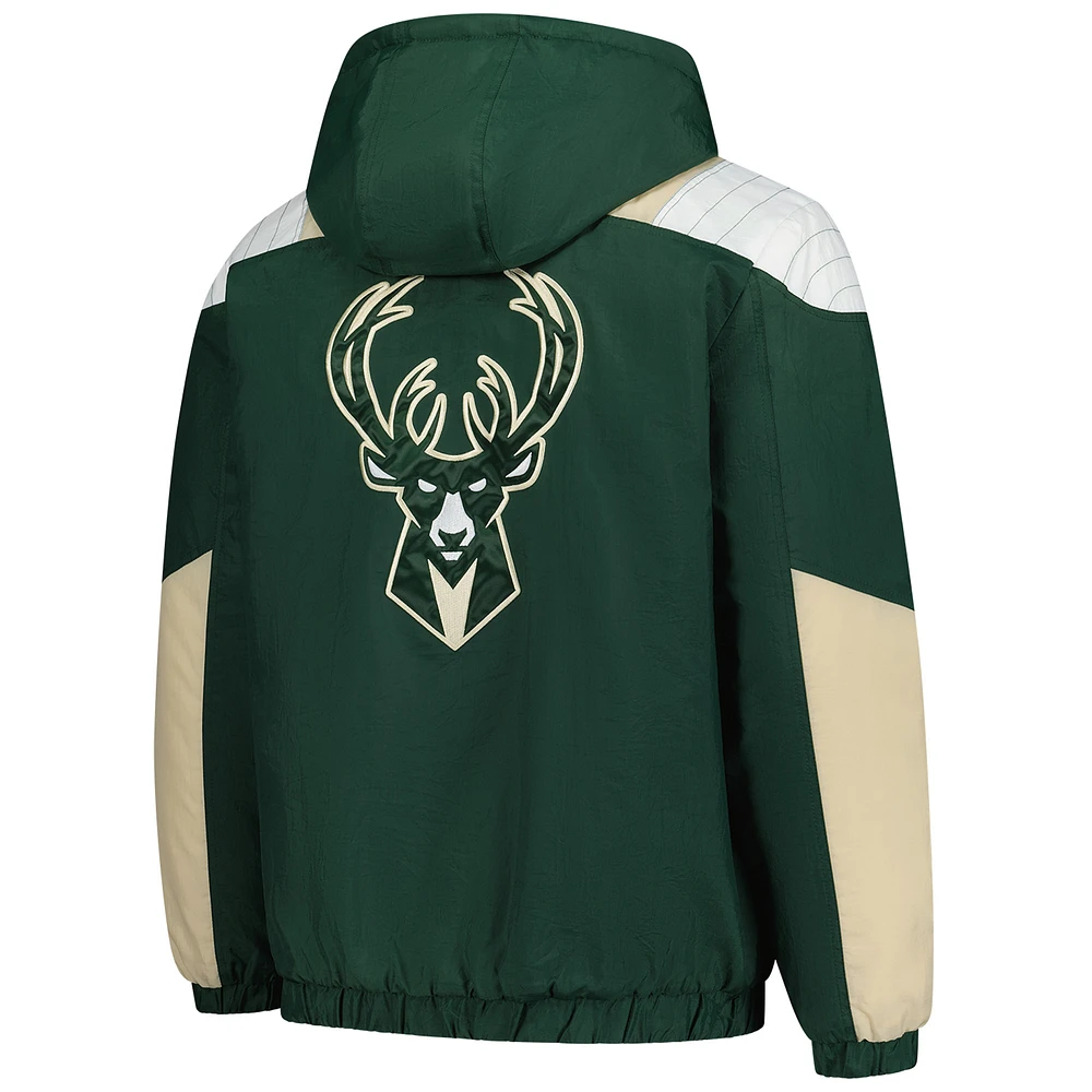 Men's Starter  Green Milwaukee Bucks Charger Half-Zip Pullover Jacket