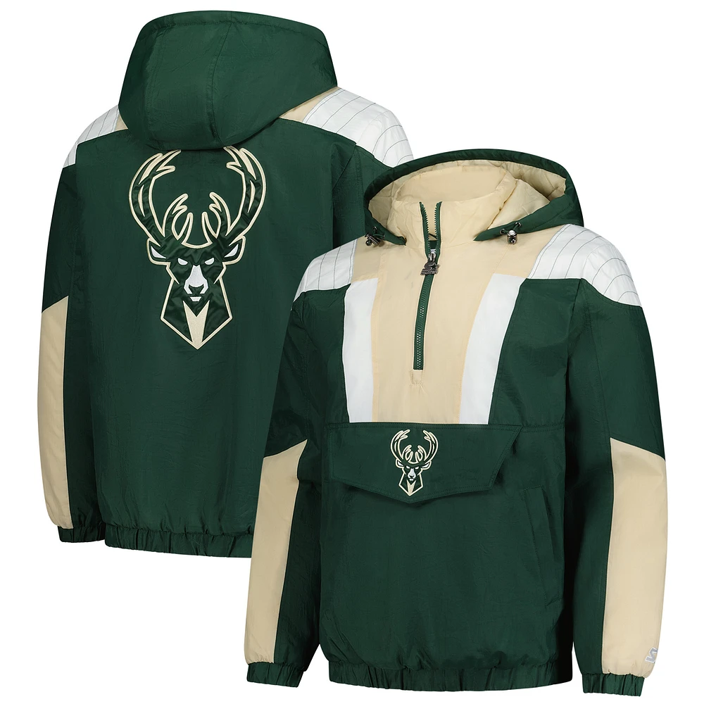 Men's Starter  Green Milwaukee Bucks Charger Half-Zip Pullover Jacket