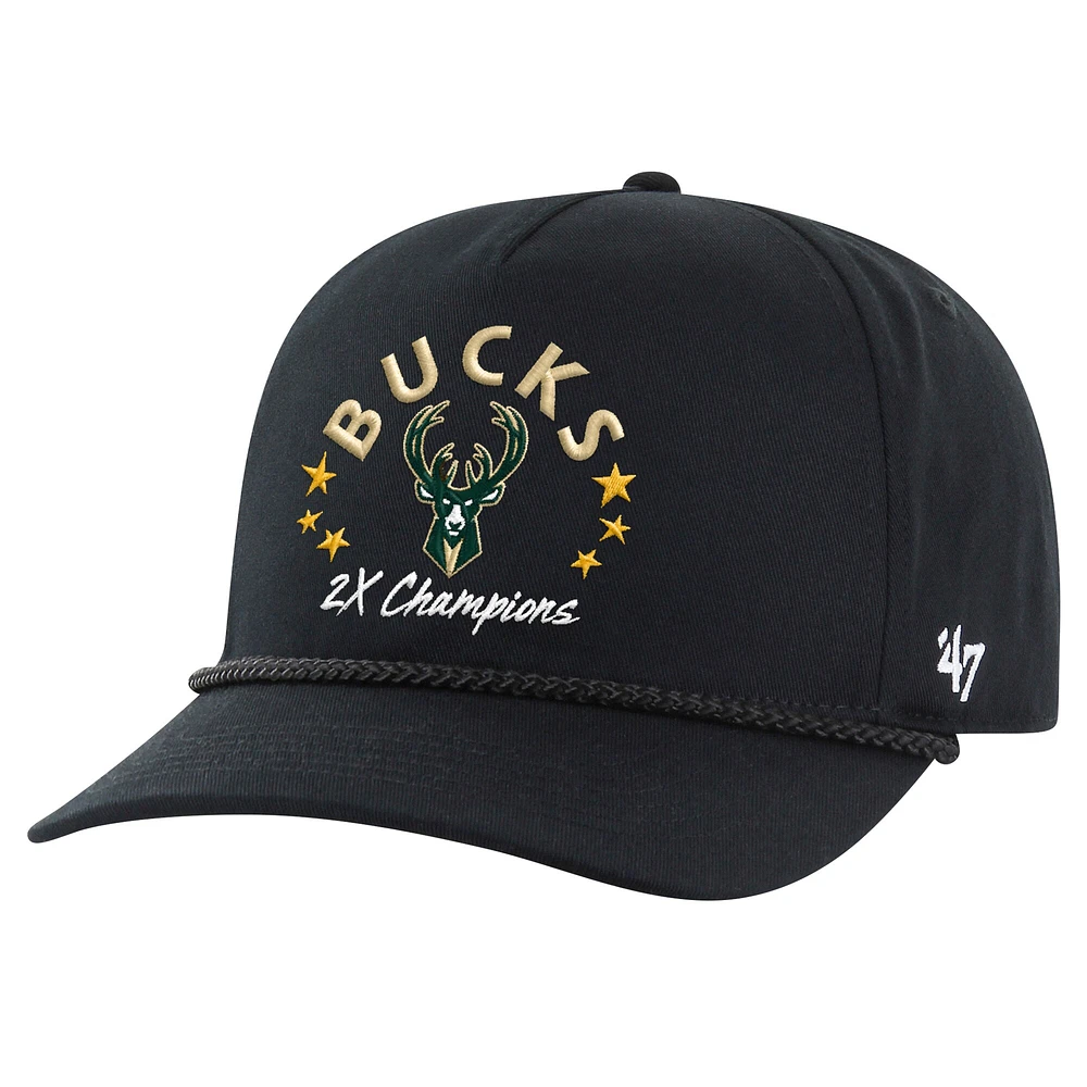 Casquette réglable noire Milwaukee Bucks Champs Global Star Hitch '47 pour hommes