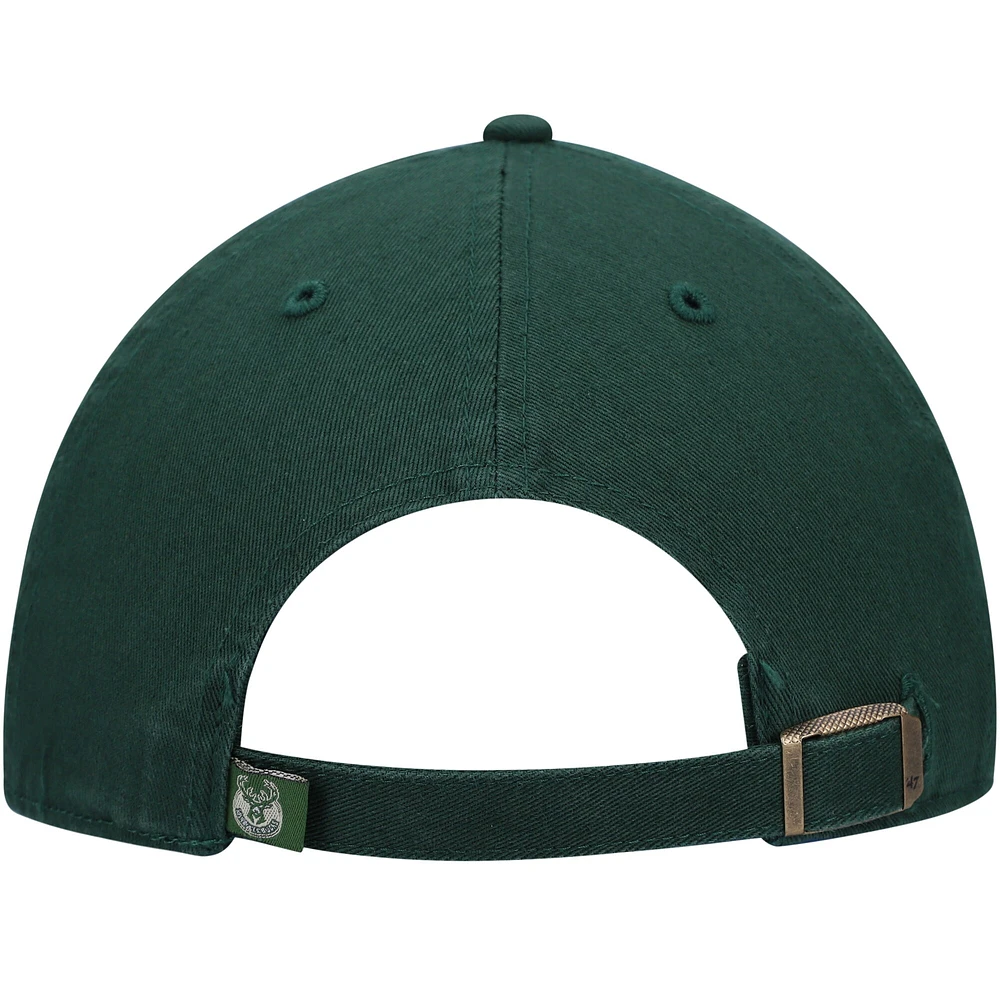 Casquette réglable '47 Hunter Green Milwaukee Bucks Logo Clean Up pour homme