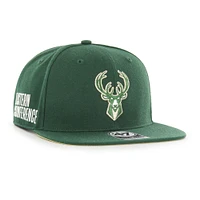 Casquette Snapback Capitaine Sure Shot '47 Hunter Green Milwaukee Bucks pour homme