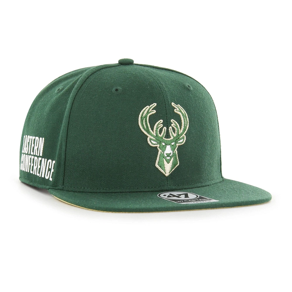 Men's '47  Hunter Green Milwaukee Bucks Sure Shot Captain Snapback Hat