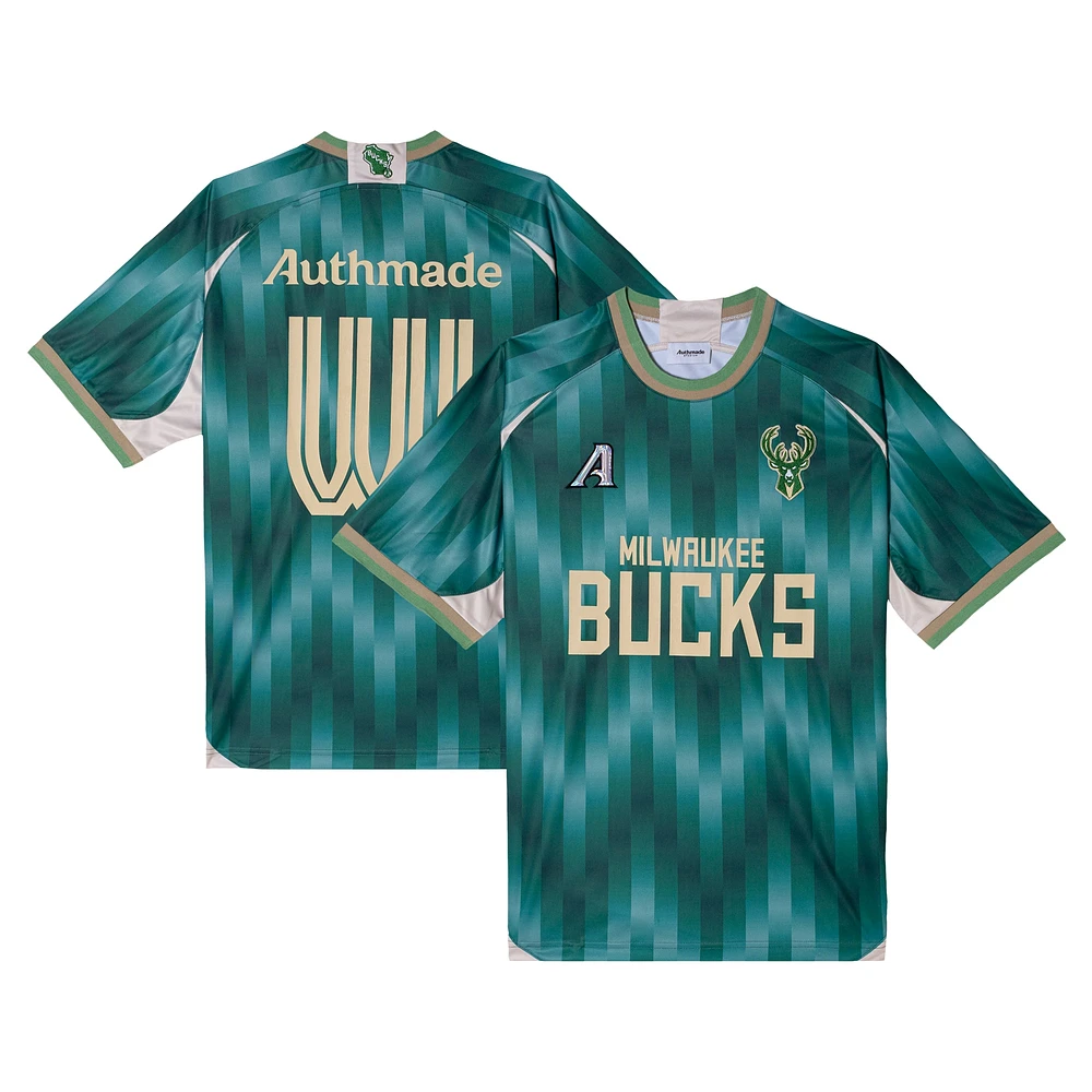 maillot de football Authmade x NBA vert Milwaukee Bucks pour hommes, tendance